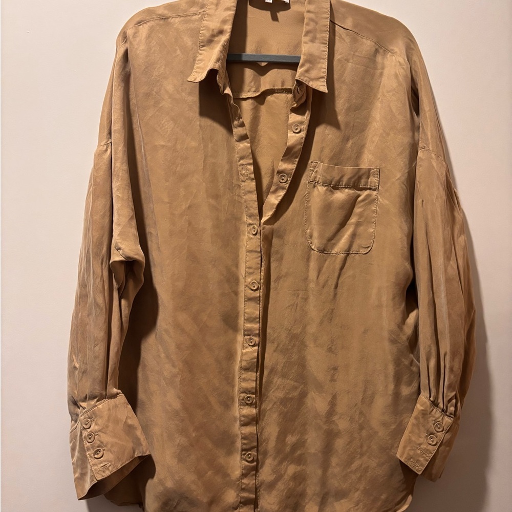 Tan Satin Blouse